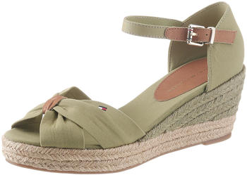 Tommy Hilfiger Leather Ankle Strap Crossover Wedges (FW0FW04785) faded olive