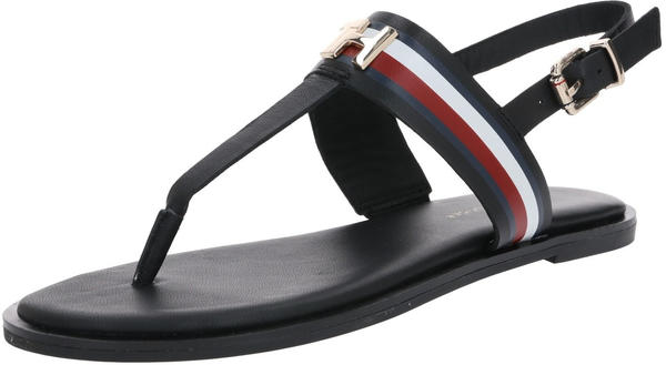 Tommy Hilfiger Signature Leather Flat Sandals (FW0FW04840) black
