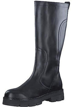 Marco Tozzi Langschaftstiefel ohne Absatz Leder kniehoch schwarz