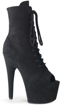 Pleaser Adore-1021 High-Heels Plateaustiefeletten zehenoffen schwarz Lederoptik