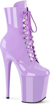Pleaser High-Heels Schnür Plateaustiefeletten lavendel Lack FLAMINGO-1020