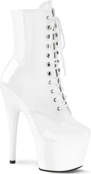 Pleaser Pleaser High-Heels Plateau Schnürstiefeletten weiß Lack ADORE-1020