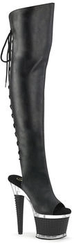 Pleaser Plateauoverkneestiefel schwarz Lederlook