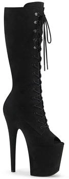 Pleaser Kniehohe High-Heels Plateaustiefeletten schwarz Velours