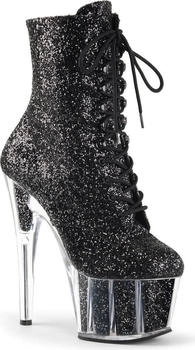 Pleaser Pleaser High-Heels Plateaustiefeletten schwarz glitter ADORE-1020G