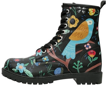 DOGO Black Long Boots Go Back To Being Yourself Damen Schn&uuml;rboots vegan schwarz blau