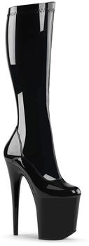 Pleaser Pleaser High-Heels Plateau Stiefel schwarz Stretchlack FLAMINGO-2000