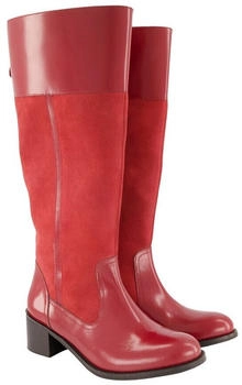 Ulla Popken Lederstiefel Zipper Veloursleder bordeaux