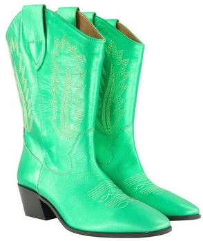 Ulla Popken Leder-Cowboystiefel Metallic-Optik smaragd