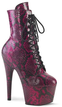 Pleaser ADORE-1020SPWR Plateaustiefeletten Schlangenprint hotpink