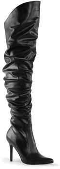 Pleaser Overkneestiefel schwarz Lederoptik gerafft
