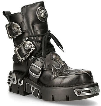 New Rock Cross Biker-Stiefel schwarz Leder 407-S1