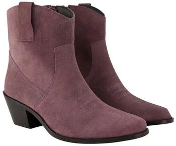 Ulla Popken Leder-Stiefeletten Veloursleder dunkles lila