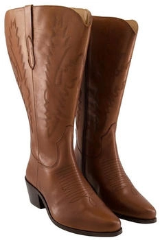 Ulla Popken Leder-Cowboystiefel Schaft Stickerei Weite H rost