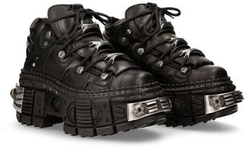 New Rock Metallic-Knöchelstiefel schwarzem Leder WALL106-S12