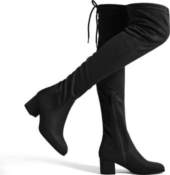 Dream Pairs Overknees Schnürstiefel langer Schaft grau wildleder