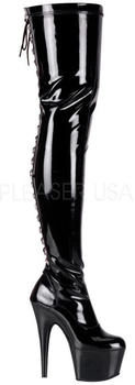 Pleaser Pleaser High-Heels Overkneestiefel schwarz Stretchlack ADORE-3063