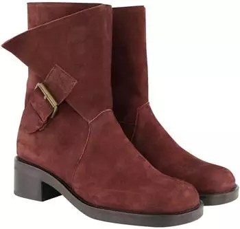 Ulla Popken Leder-Boots Veloursleder bordeaux