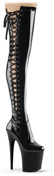 Pleaser High-Heels Plateau Overkneestiefel schwarz Schnürung