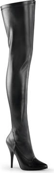 Pleaser SEDUCE-3000 Stretch Overkneestiefel schwarz Lederoptik