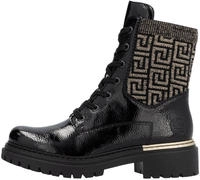 Rieker Schn&uuml;rboots, Stiefelette, Blockabsatz, mit Textileinsatz am Schaft