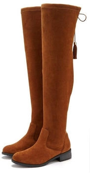 Lascana Overkneestiefel Langschaftstiefel elastischer Weitschaft braun camel
