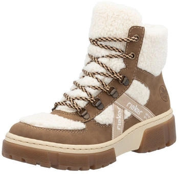 Rieker Schnürstiefel hellbeige kaffeebraun Kunstleder