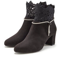 LASCANA Stiefelette "Stiefel, Boots," mit elegantem Spitzenbesatz