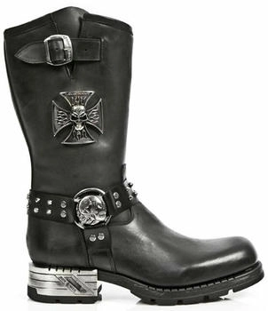 New Rock Cowboystiefel schwarzem Leder im Gothic-Stil MR030-S1