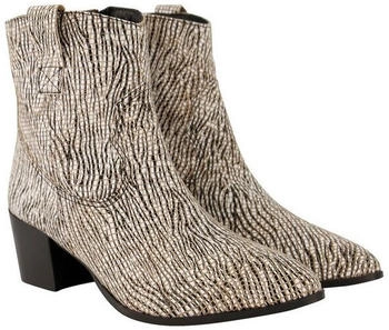 Ulla Popken Leder-Stiefeletten Schlangenlederoptik beige