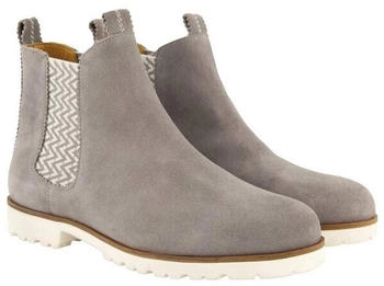 Ulla Popken Suede-Chelseaboots Mustereinsatz Wechselfußbett