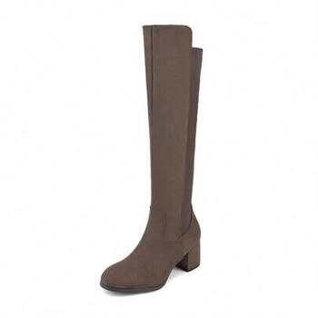 Dream Pairs Klassische Kniehohe Damenstiefel spitz Reißverschluss Blockabsatz Jennifer-3 khaki
