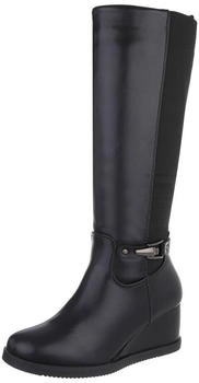 Ital Design Stiefel Textiloptik Lederoptik Keilstiefel 88843431 schwarz