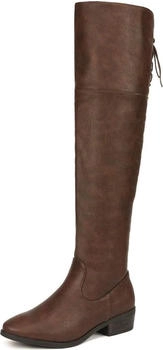 Dream Pairs Overknee-Oberschenkelhohe Stiefel bequemer Blockabsatz spitzer Zehenbereich Braun LEI