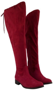 Ulla Popken Overknee Boots Tie Band Zipper Width H rot