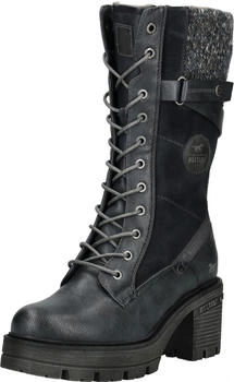 MUSTANG Faux Leather/Textile Lace-up Boots navy