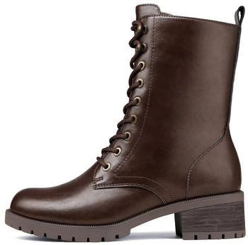 Dream Pairs Mid-Calf Lace-up Combat Boots braun