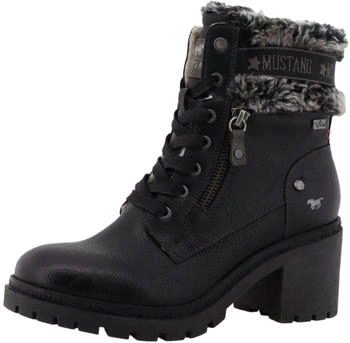 MUSTANG Leila Winter Ankle Boot with Faux Fur Collar and Block Heel