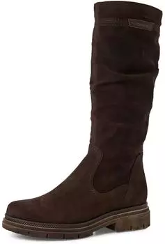 Tamaris Long shaft boots with slouchy folds on the shaft mokka