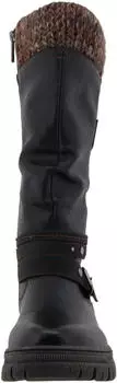 MUSTANG Tabitha Winter Boots with Decorative Straps and Block Heel braunmeliert / schwarz