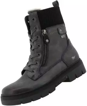MUSTANG Ankle Boot Faux Leather Lace-up Boot grau