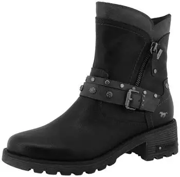 MUSTANG Haukea Winter Boots Biker Boots with Block Heel and TEX Membrane schwarz