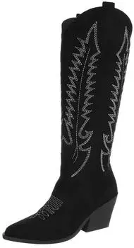 Ital Design Cowboy Boots with Zipper 0267 schwarz
