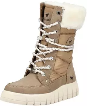 MUSTANG Ankle Boot Faux Leather/Textile Lace-up Boot beige/sable