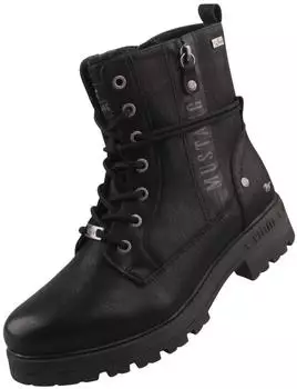 MUSTANG Faux Leather Lace-up Ankle Boot schwarz
