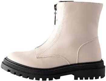 Next Fashion Chunky Boots with Front Zip bone white