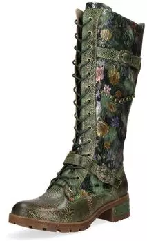 Laura Vita Cocrailo 82 Women's Leather Boots in Patchwork Look with Floral Pattern gr&uuml;n