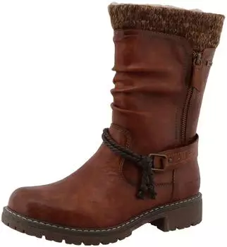 Tom Tailor Winter Boots Block Heel, Knee-High Boots with Water-Repellent TEX Equipment cognacfarben