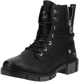 MUSTANG Ankle Boot Faux Leather Lace-Up schwarz