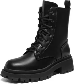 Dream Pairs Silhouette Lace-Up Boots with Zip and Warm Lining schwarz